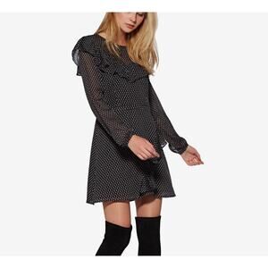 Avec Les Filles | NWT Clip Dot Fit and Flare Long Sleeve Mini Dress | Sz 4